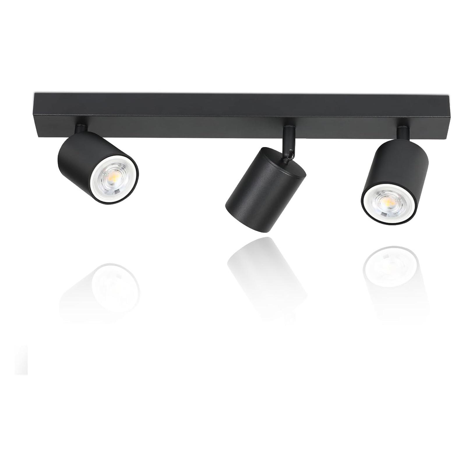 DECKENSTRAHLER Glanz 3-flammig 42/6/10 cm - Schwarz, Metall (42/6/10cm) - Nettlife