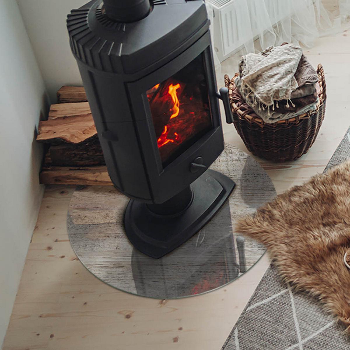 GLASPLATTE für Kamin Ø 60 cm - Beige, Glas (60/60/0.4cm) - TULUP