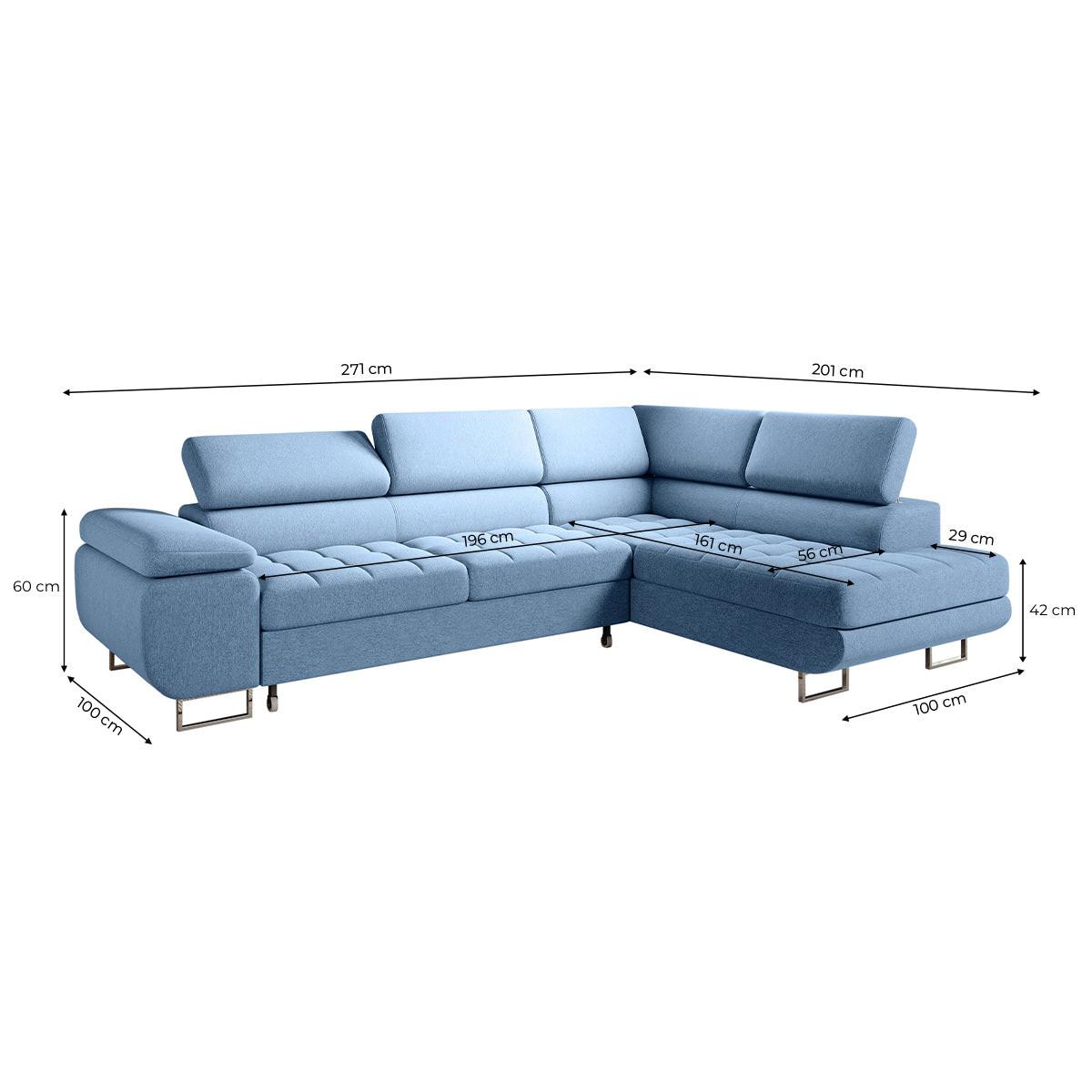 ECKSOFA Eden 4 Sitzplätze Blau - Blau, Textil (271/201cm) - Petits-meubles