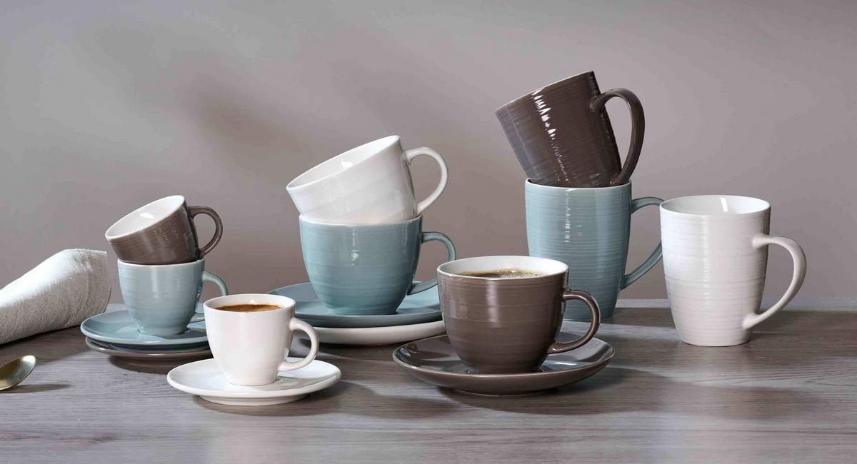 ESPRESSOTASSEN MIT UNTERTASSEN Suomi Beige 90 ml 2er Set - Beige, Keramik (0.09L) - Ritzenhoff Breker