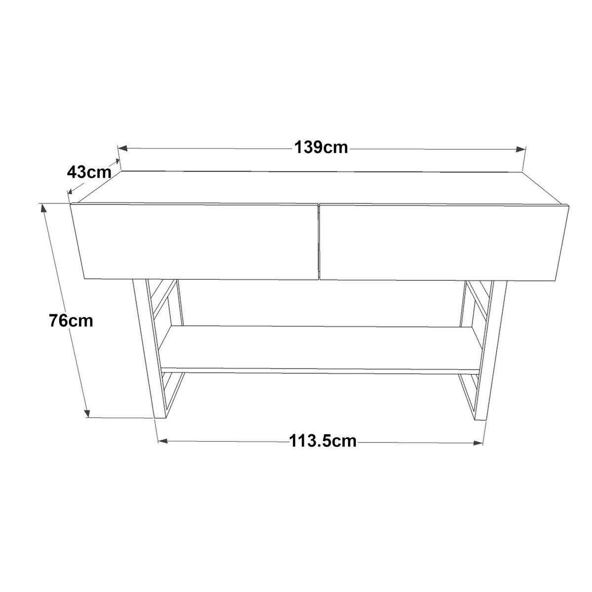 KONSOLENTISCH Lappeenranta - Eichefarben/Schwarz, Holzwerkstoff/Metall (43/139/76cm) - [en.casa]