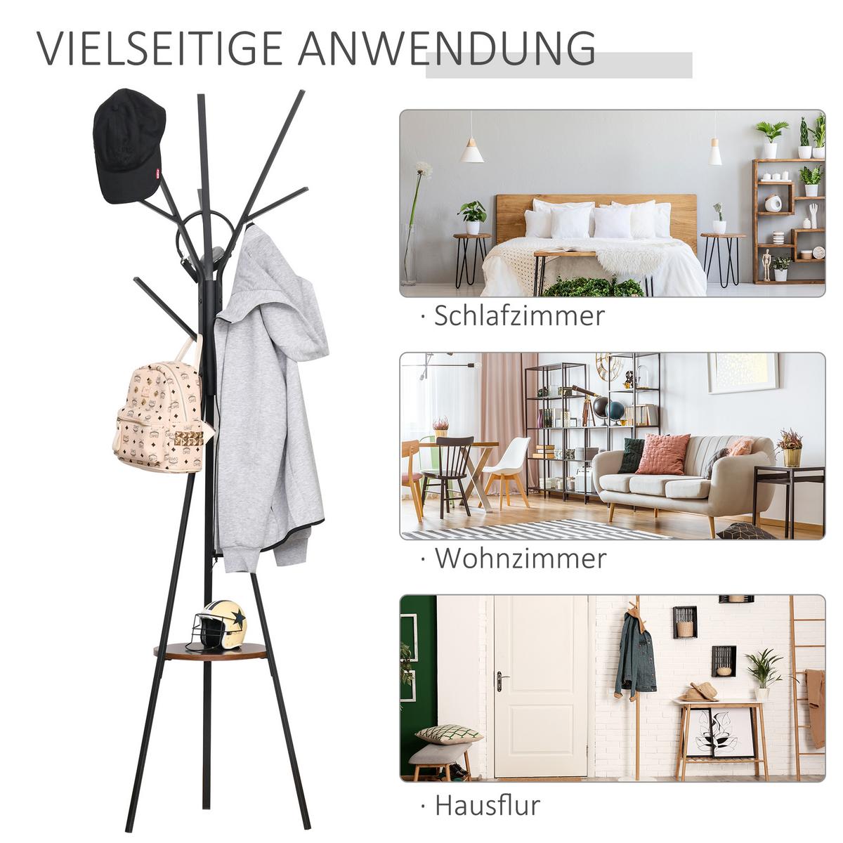 KLEIDERSTÄNDER - Braun, Metall (45/180/45cm) - HOMCOM