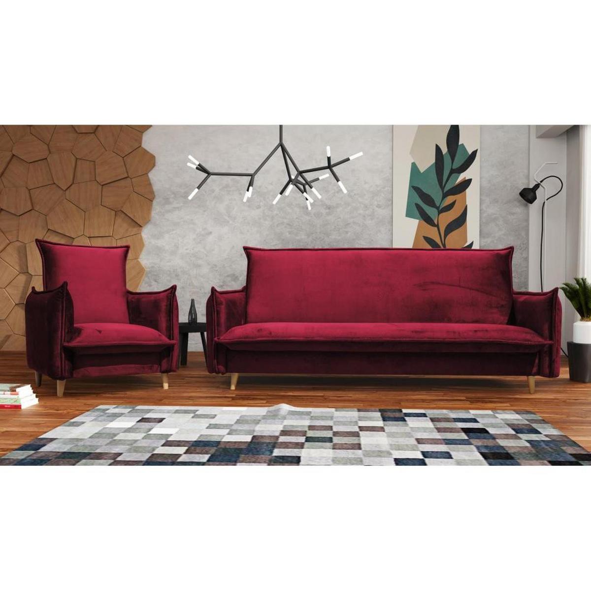 RELAXSESSEL Pillow bordeaux mit Buchenbeinen - Bordeaux/Buchefarben, Textil (84/95/88cm) - Beautysofa