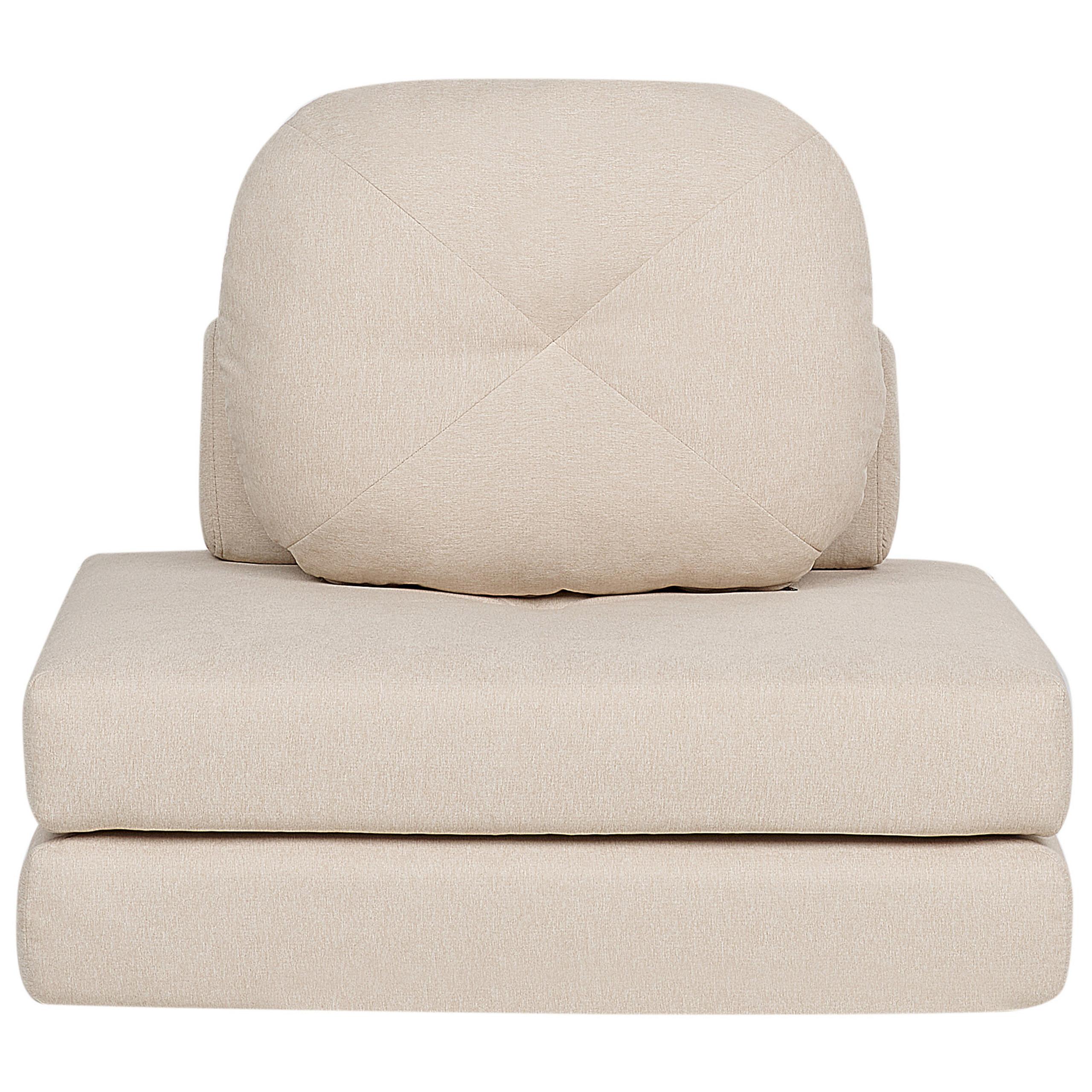 1-SITZER BODENSOFA Stoff hellbeige mit Schlaffunktion Olden - Beige, Textil (81/54/91cm) - Beliani