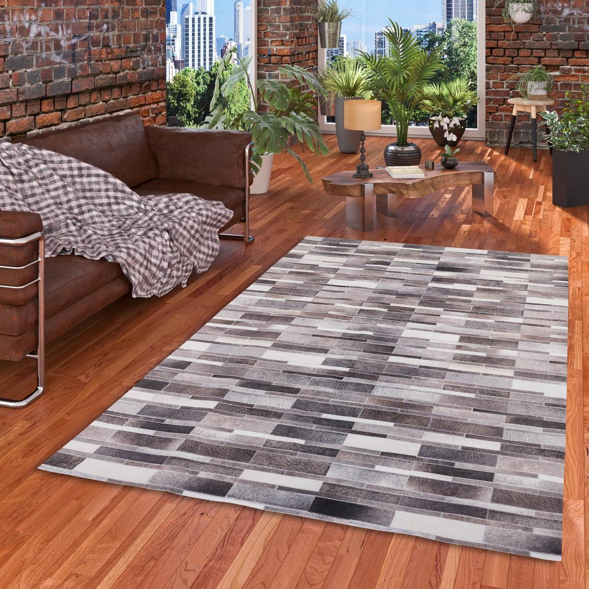 KUNSTFASER PATCHWORK TIERFELL STRIPES - Beige/Braun, Textil (120/160cm) - Pergamon