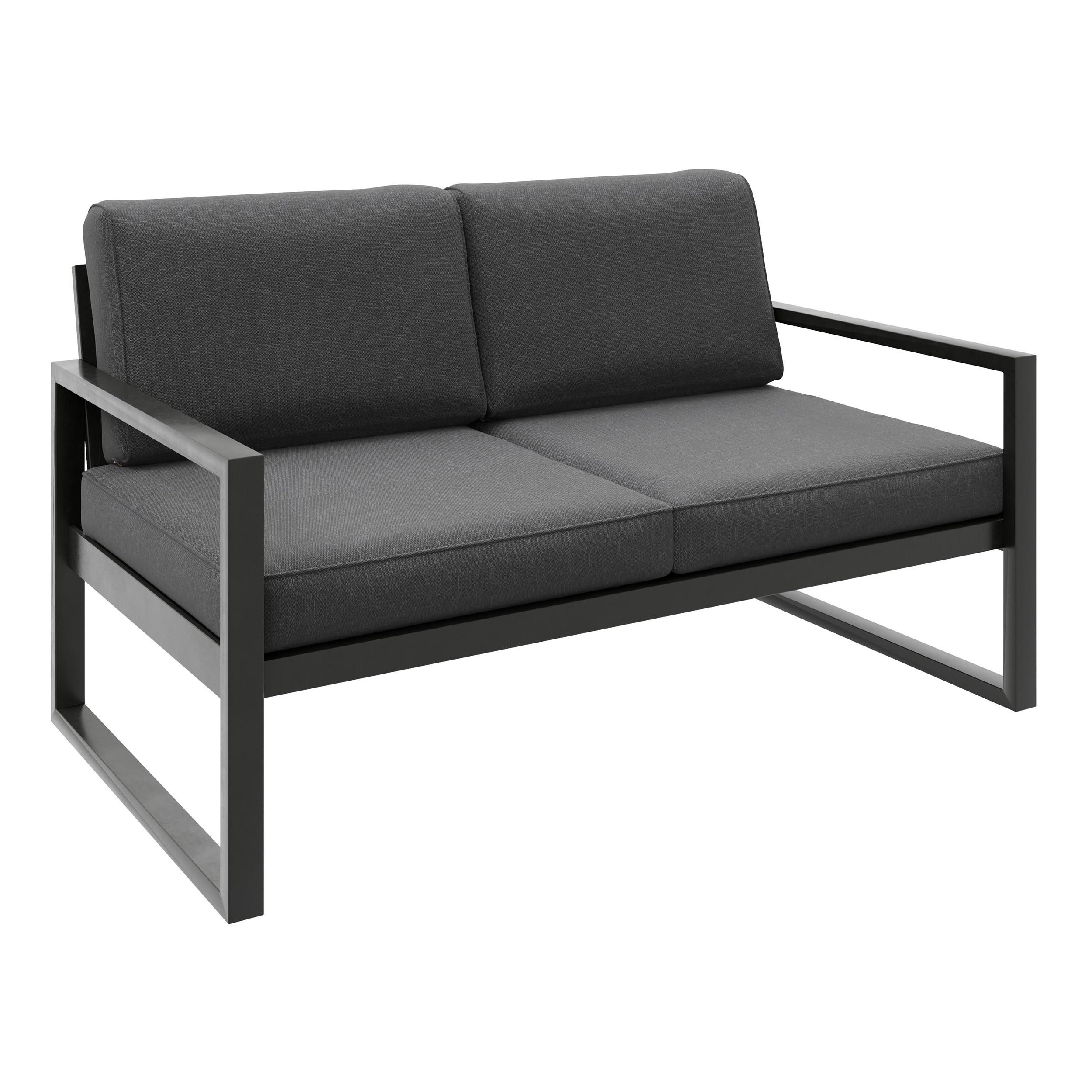 LOUNGESOFA Stella 2-Sitzer mit Metallrahmen, 146 cm, Dunkelgrau - Dunkelgrau, Metall (146/86/80cm) - Beautysofa
