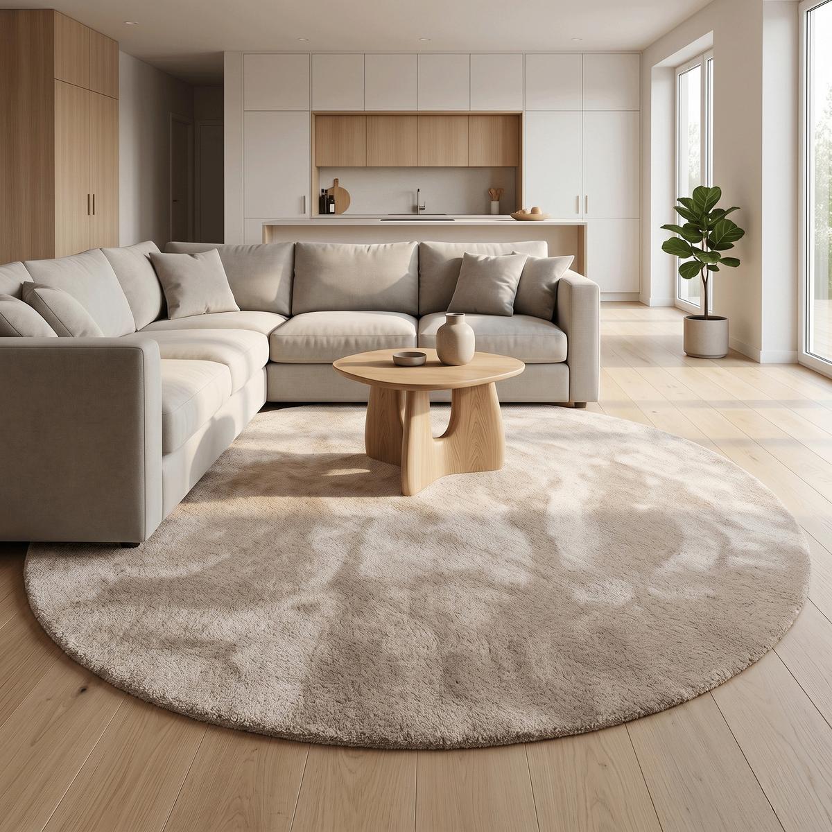 SUPER SOFT HOCHFLORTEPPICH LIVORNO RUND - Beige, Textil (133/133cm) - Snapstyle