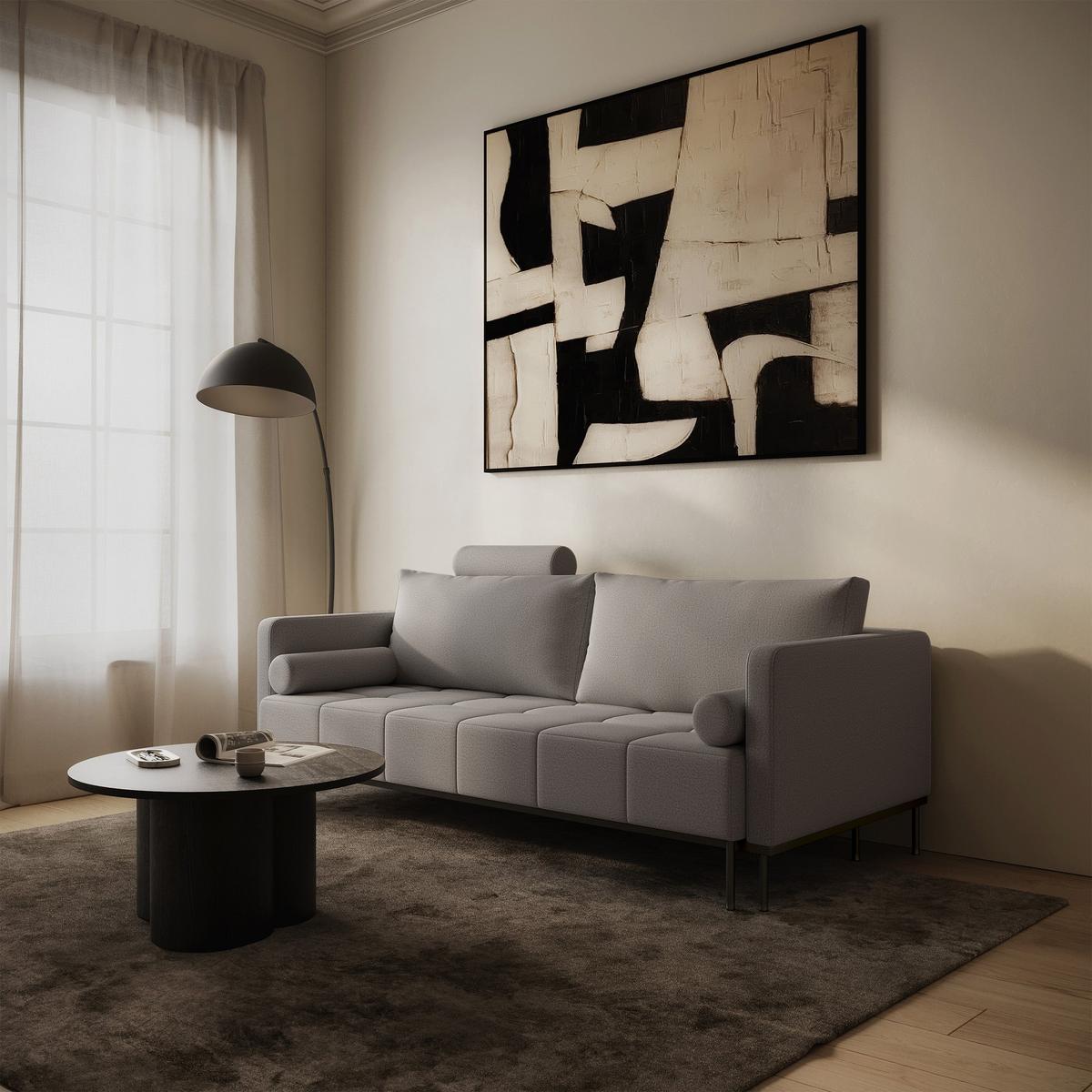 SCHLAFSOFA Skilia mit Schlaffunktion, 3-Sitzer 224 cm - Schwarz/Grau, Textil/Metall (224/85/102cm) - Selsey