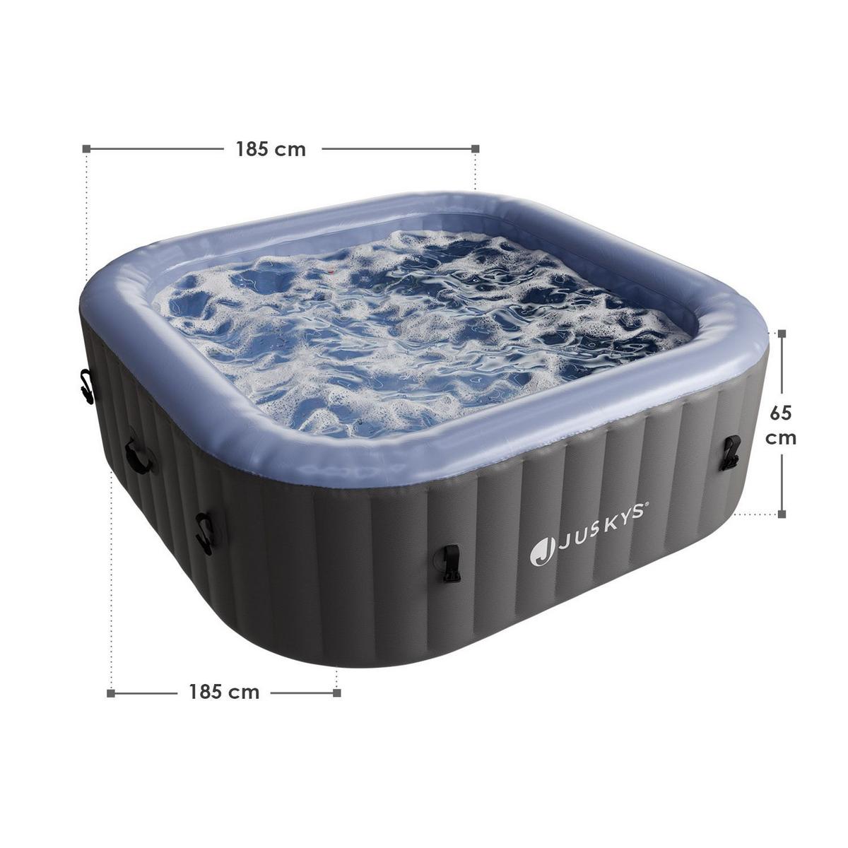 WHIRLPOOL SpaLuxe aufblasbar 185x185x65 cm grau/blau - Grau, Kunststoff (185/65/185cm) - Juskys