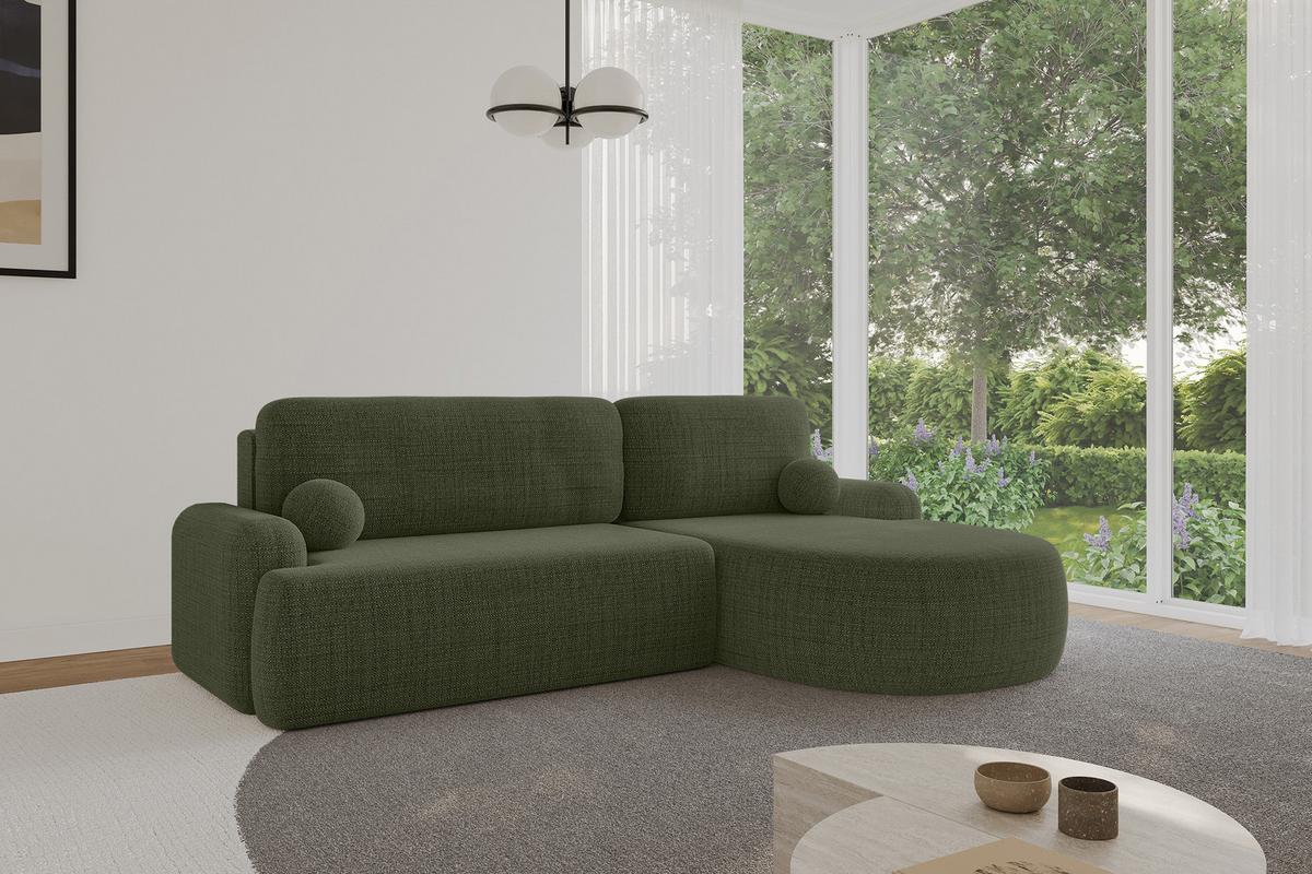 ECKSOFA mit Schlaffunktion und Bettkasten LIRA-L - 264x172x89 Grün - Grün, Holzwerkstoff/Textil (172/264cm) - ALTDECOR