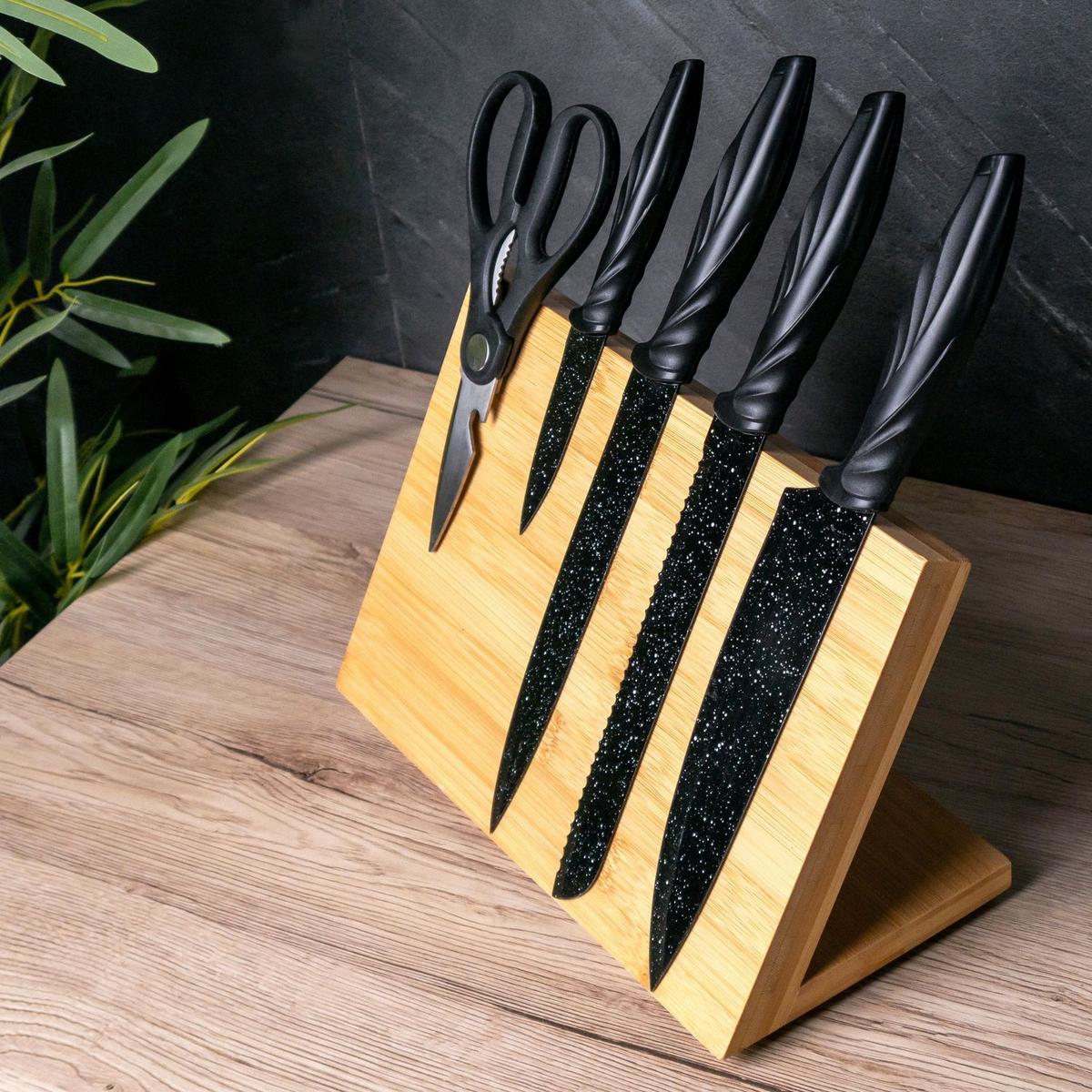 MESSERBRETT/BLOCK magnetisch - Braun, Holz (18/19/30cm) - Intirilife
