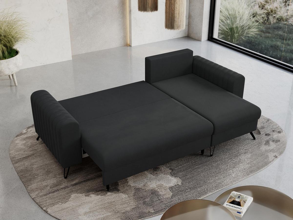 ECKSOFA Axel Samt Dunkelgrau - Dunkelgrau/Schwarz, Textil/Metall (242/140cm) - MKS
