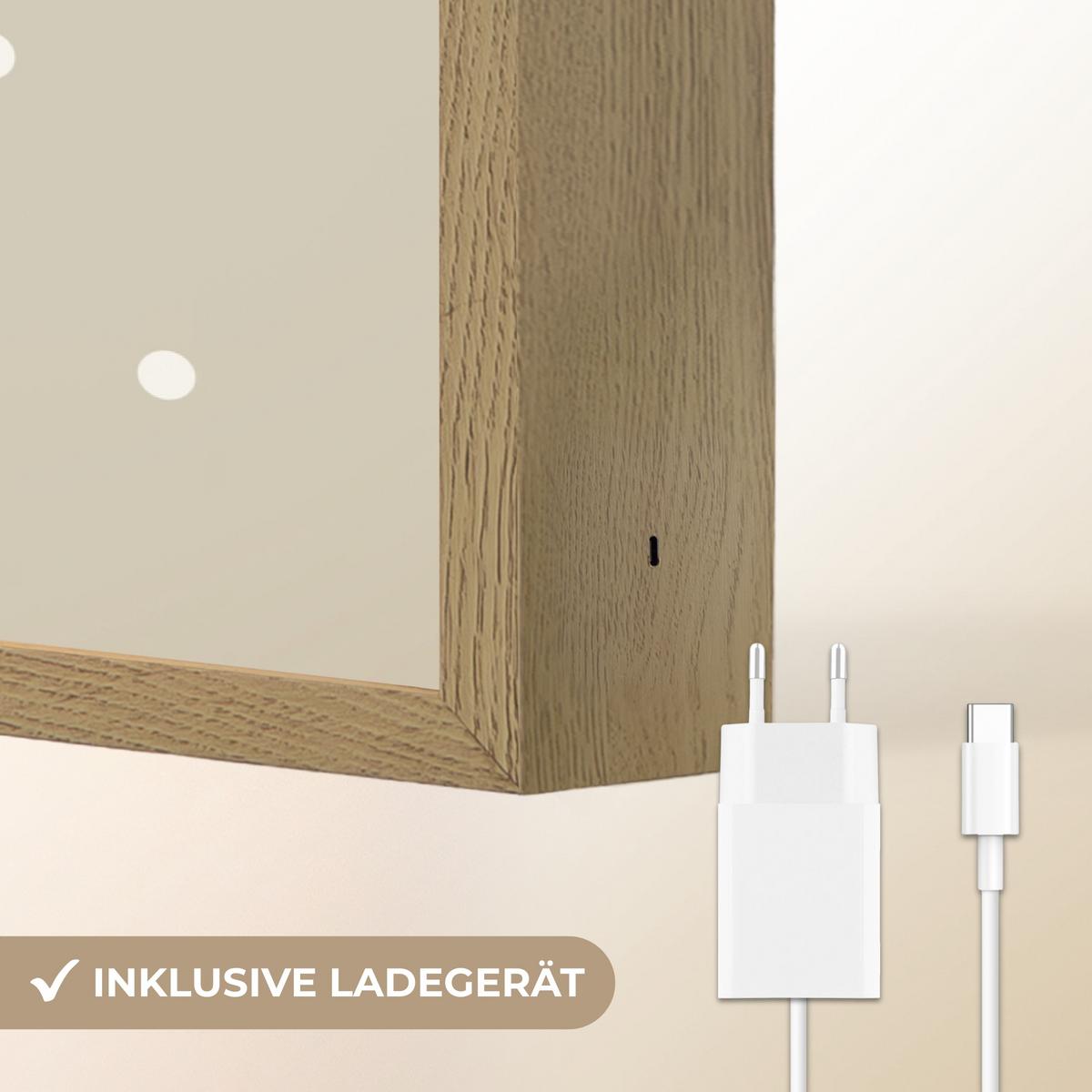 NACHTTISCHLAMPE MIT AKKU Einhorn - Weiß - Punkte 90x60 cm - Taupe, Holzwerkstoff (8/90/60cm) - OnlyWow