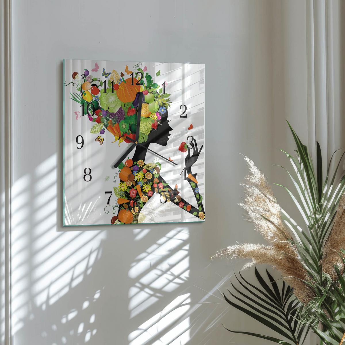 WANDUHR aus Glas 30x30 cm - Stück - Multicolor, Glas (30/30/0.4cm) - TULUP