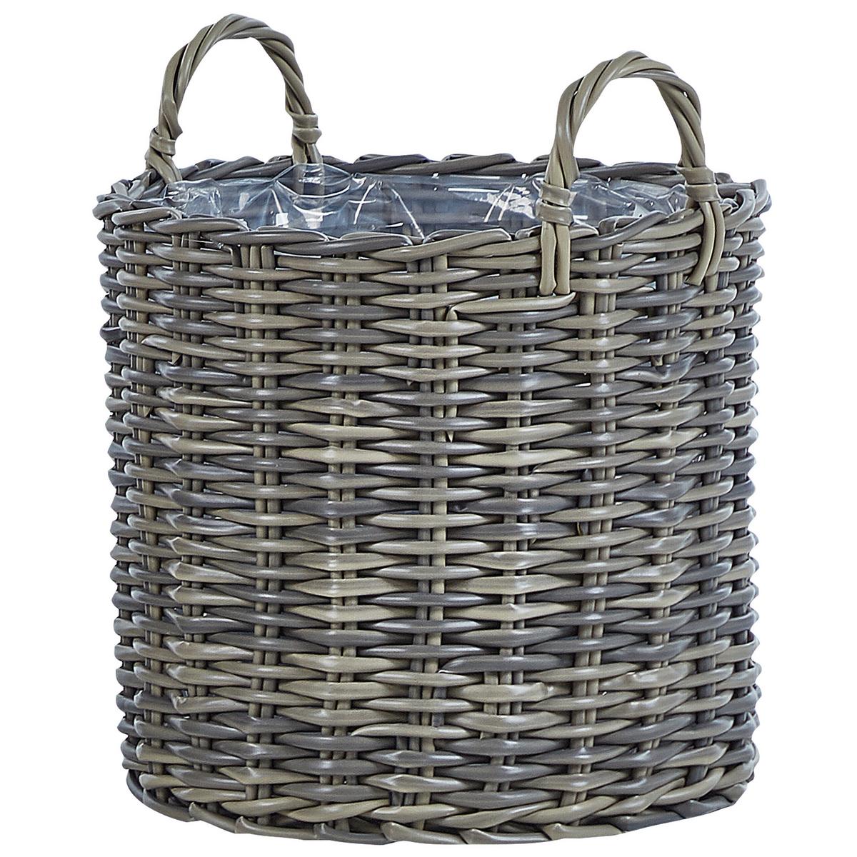 BLUMENKORB 3er-Set Rattan taupe rund 40-37/35-31/29-24 cm Nikiti - Braun, Kunststoff (45cm) - Beliani