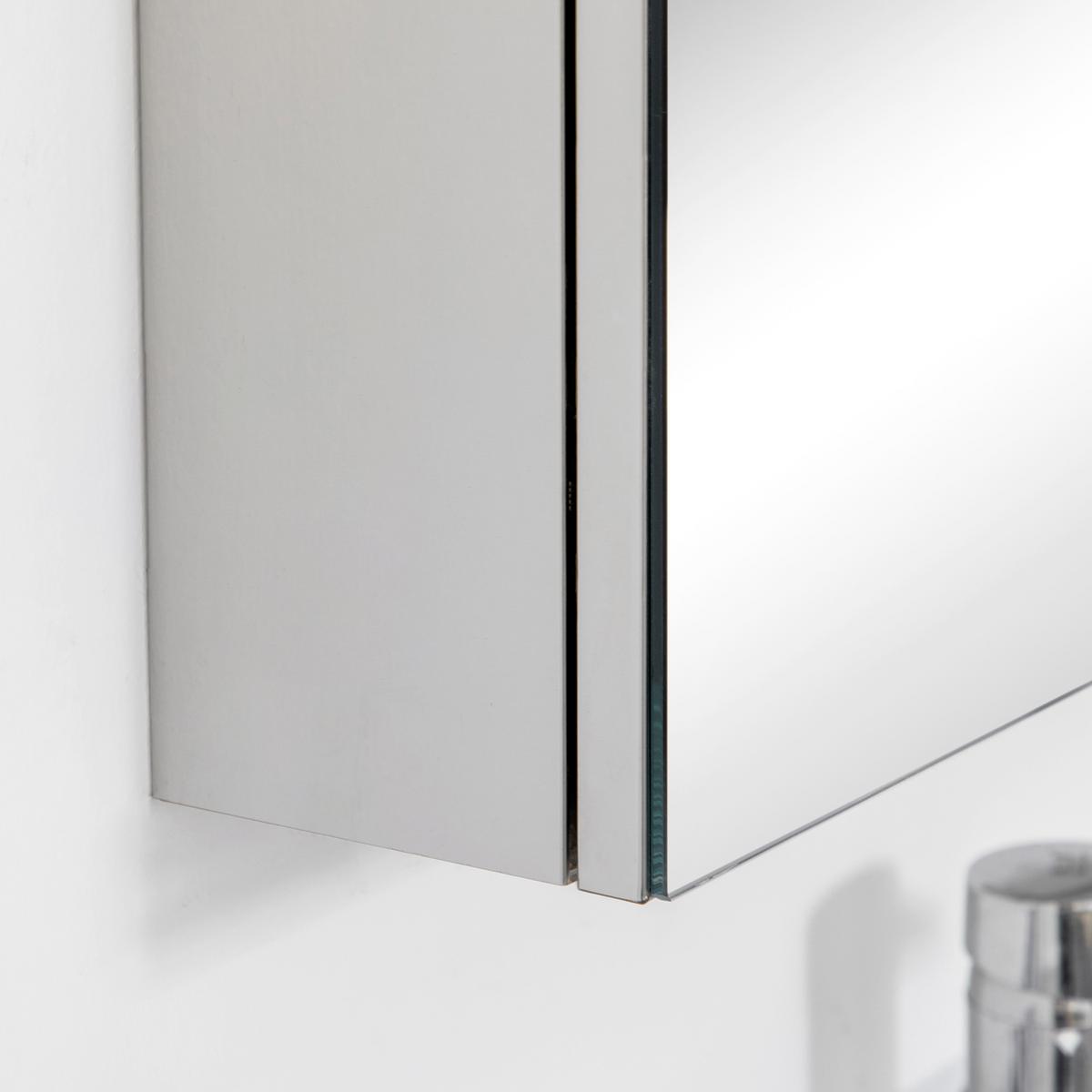 SPIEGELSCHRANK mit 5 Ablagen, 3 Glastüren, Edelstahl, 70 x 12 x 55 cm, Silber - Silberfarben, Glas (70/55/12cm) - Kleankin