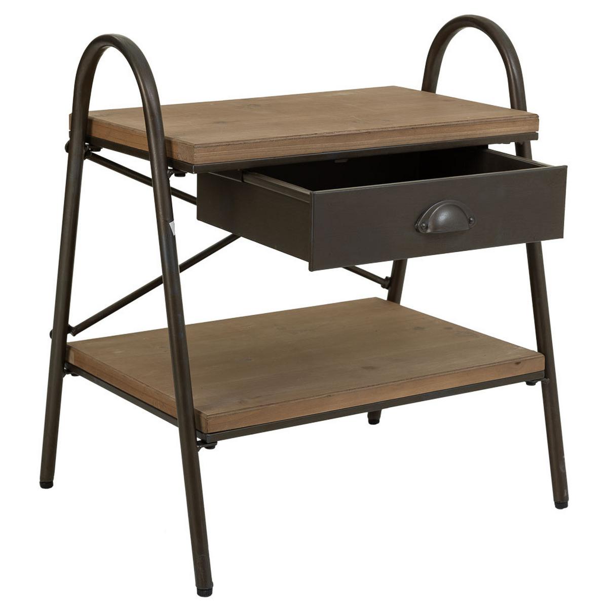 NACHTTISCH aus Metall und Holz, braun, 52x42x60cm - Braun, Holz (52/60/42cm) - Wanderlust