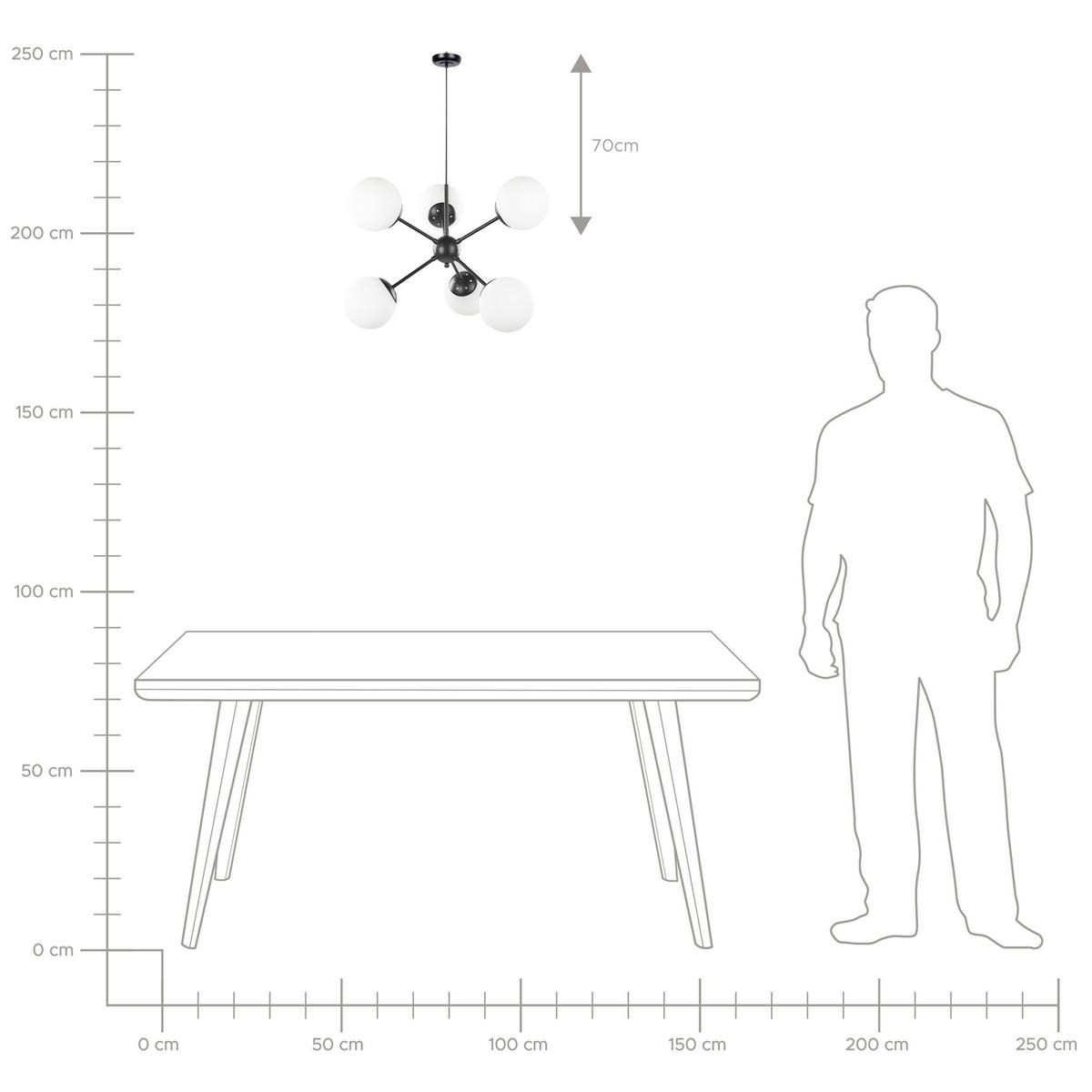 HÄNGELEUCHTE Adawro 58/58/100 cm - Schwarz, Metall (58/58/100cm) - Beliani
