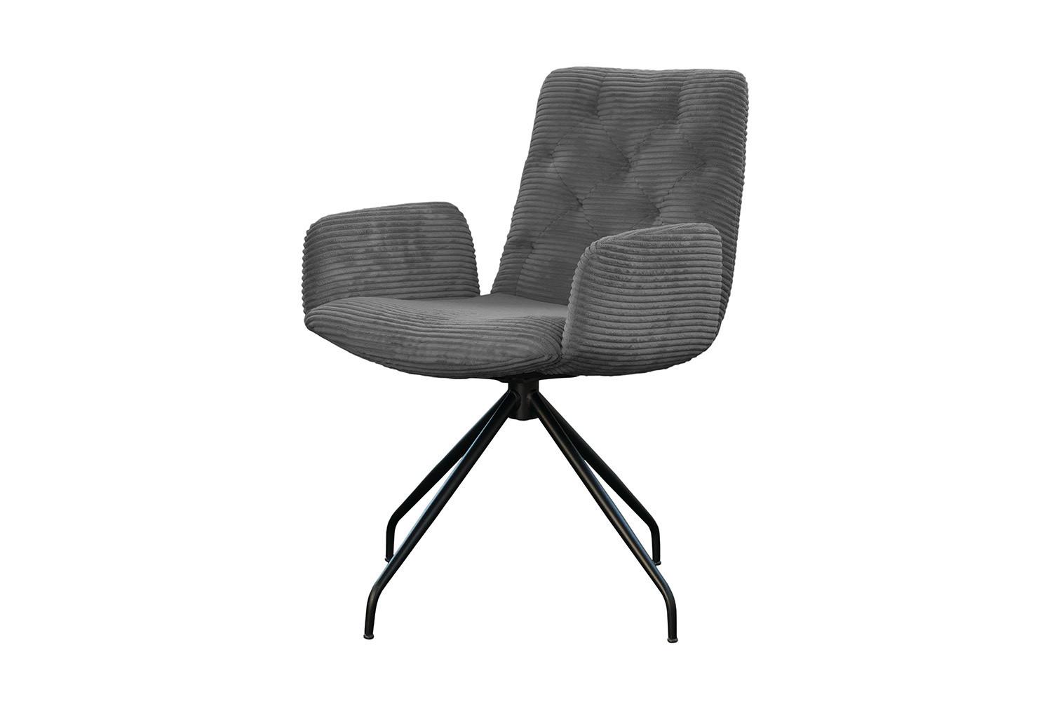 DREHSTUHL NEW CHARME Grau Cord (1er-Set) - Dunkelgrau/Grau, Textil (59/87/66cm) - KAWOLA