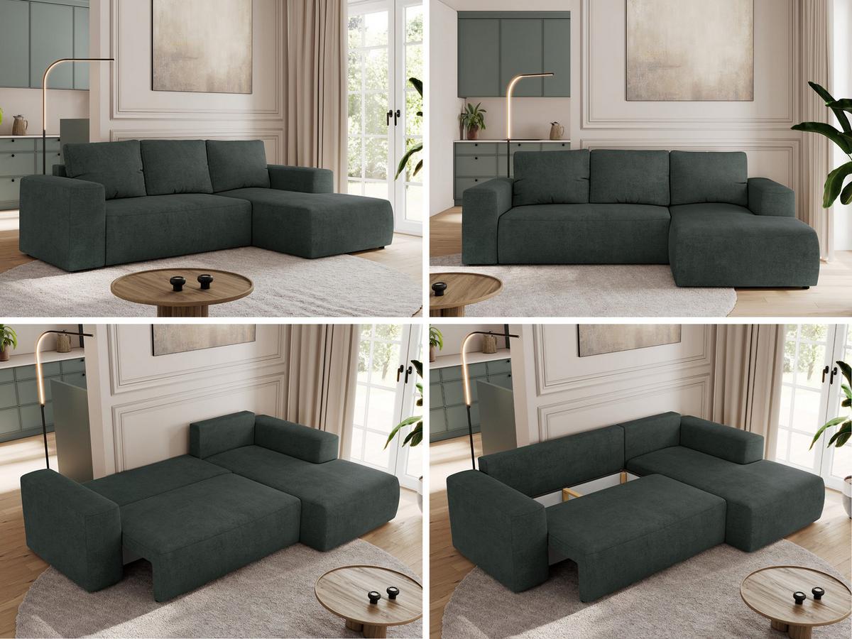 ECKSOFA TRENTINO L Dunkelgrau Stukture - Rechts - Dunkelgrau/Schwarz, Kunststoff/Textil (164/266cm) - MKS