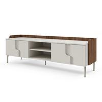 LOWBOARD Positivo mit 4 Türen, 160 cm, Alba-Nuss + Kaschmir - Nussbaumfarben, Holzwerkstoff (160/51/42cm) - Beautysofa