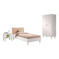 JUGENDZIMMER SET 90x200 Keeley Buche Weiß Holz Schrank Komfort Stabil - Weiß, Holz (55/180/100cm) - 58aufmkessel