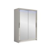 KLEIDERSCHRANK Miami VII, mit RGB LED Beleuchtung - Silberfarben/Weiß, Holzwerkstoff/Kunststoff (120/200/58cm) - MIRJAN24