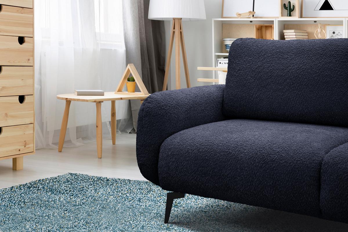 SOFA FEBE 3-Sitzer, marineblau - Schwarz/Dunkelblau, Holz/Textil (190/82/96cm) - Wozimo