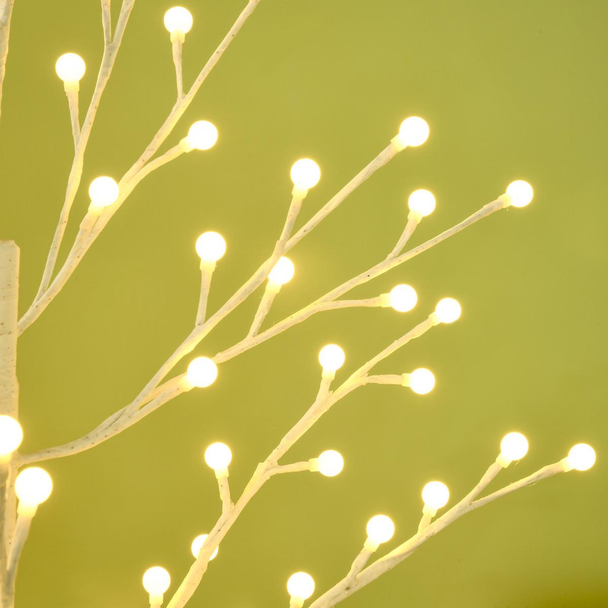 150 cm Lichterbaum, Birkenbaum mit 120 Warmweiß 3 Helligkeitsstufen LED IP44 - Weiß, Kunststoff (20/150/20cm) - HOMCOM