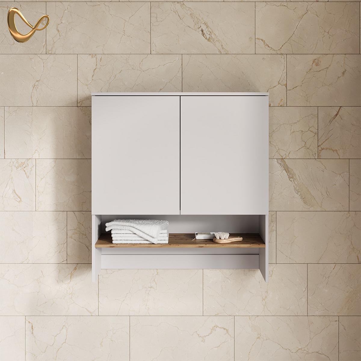 WASCHMASCHINENSCHRANK Paolina Weiß/Artisan 93.6 x 100.4 cm - Weiß/Eiche Artisan, Holzwerkstoff (93.6/100.4/29cm) - Livinity®