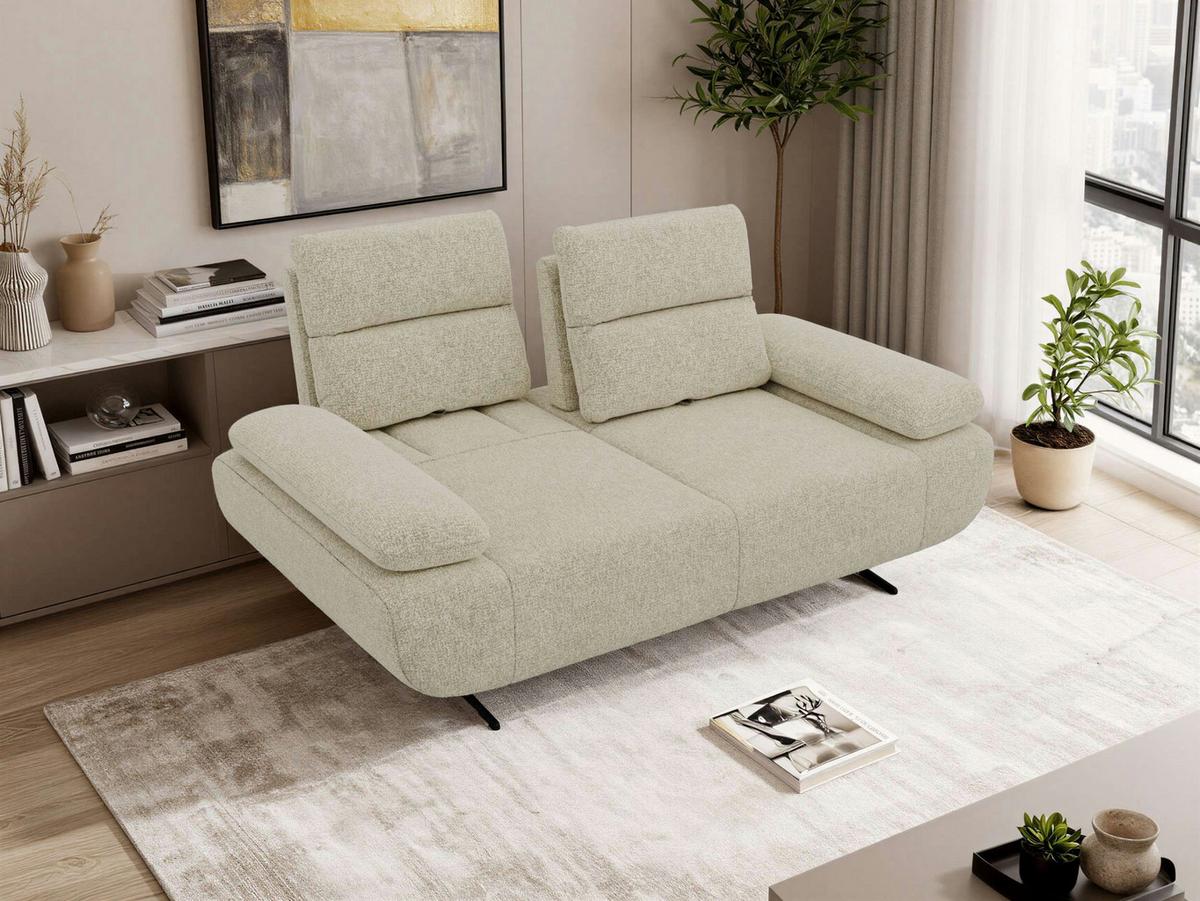 2-SITZER SOFA SORAE - Creme Stukture - Creme/Schwarz, Textil/Metall (182/94/107cm) - MKS