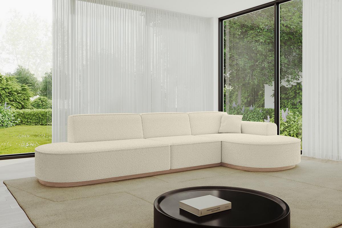 ECKSOFA Ottomane Rechts MARI-L2-v1 - 328x171x83 cm Beige Bouclé - Beige, Holzwerkstoff/Textil (171/328cm) - ALTDECOR