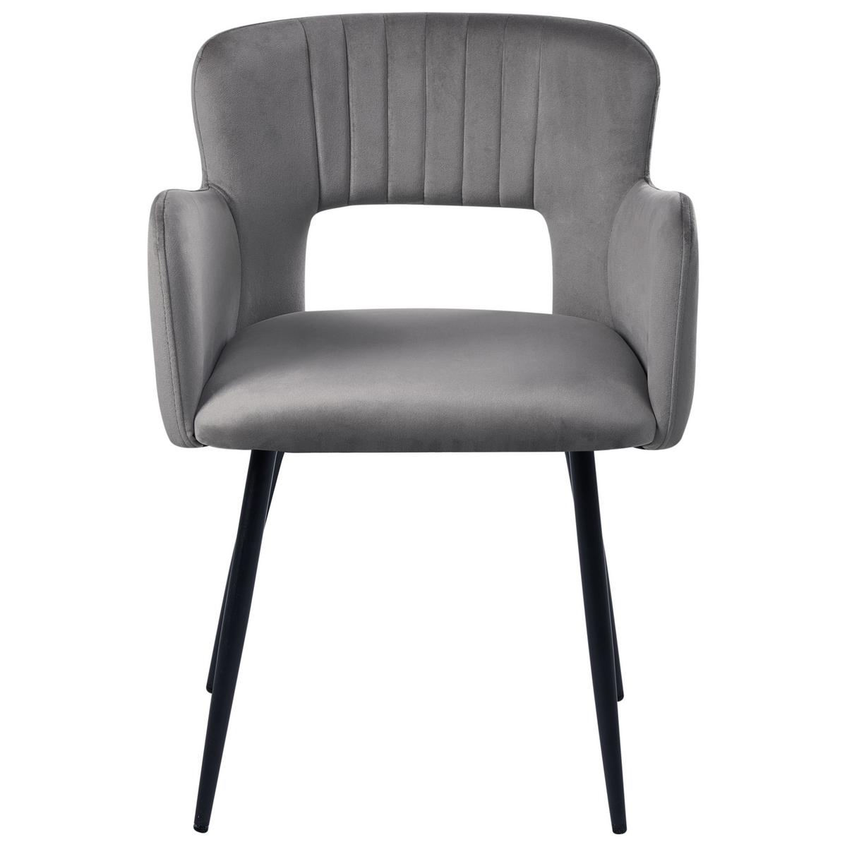 ESSZIMMERSTUHL 2er Set Samtstoff Grau Sanilac - Dunkelgrau/Schwarz, Textil/Metall (54/76/50cm) - Beliani