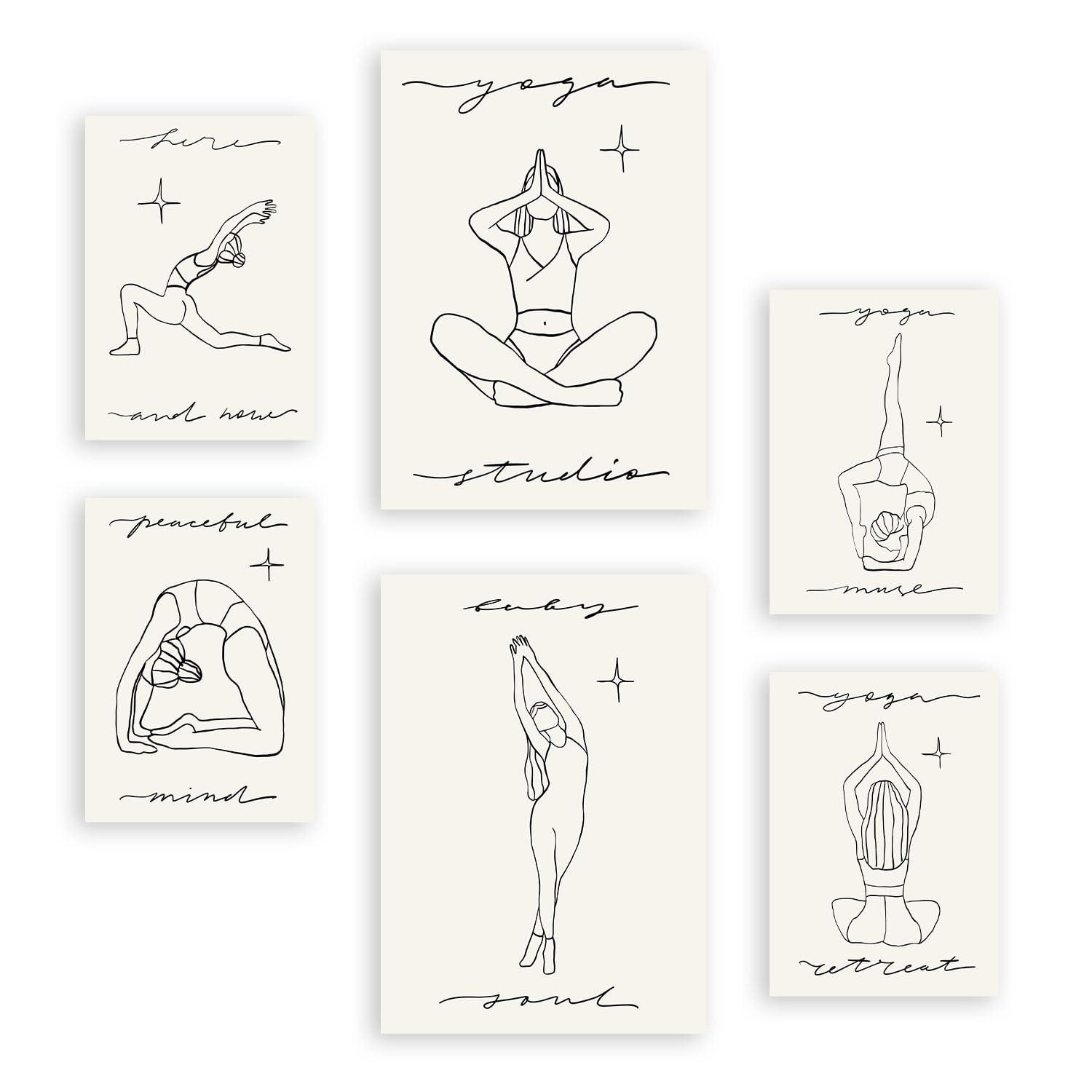 POSTER Set Mit 6 Yoga Musen 1 A3 & A4 Rahmenlos - Klar, Papier (29/3/42cm) - Nacnic