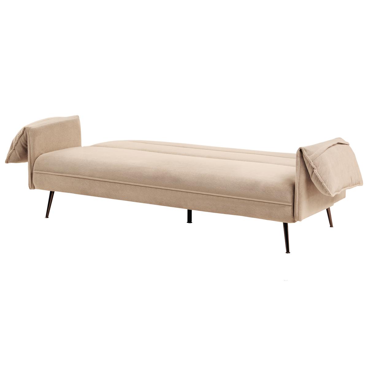SCHLAFSOFA 3-Sitzer Stoff Hellbraun Vayla - Hellbraun/Schwarz, Textil (198/85/96cm) - Beliani