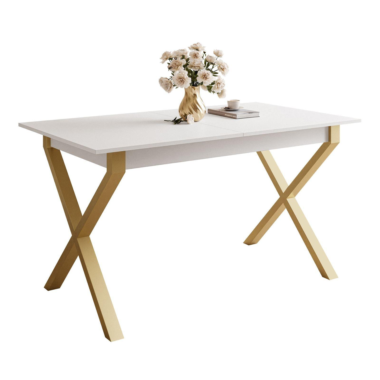 ESSTISCH ARTON GOLD II 140-195 cm für 6-8 Personen - Goldfarben/Multicolor, Holzwerkstoff/Metall (140/80/77cm) - Lookway