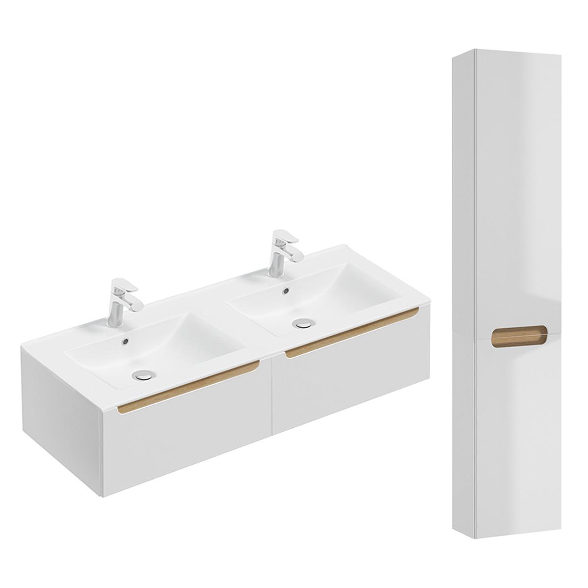 BADMÖBEL 120cm Livia 2er-Set Weiß - Weiß, Holzwerkstoff (120/30/45cm) - Petits-meubles