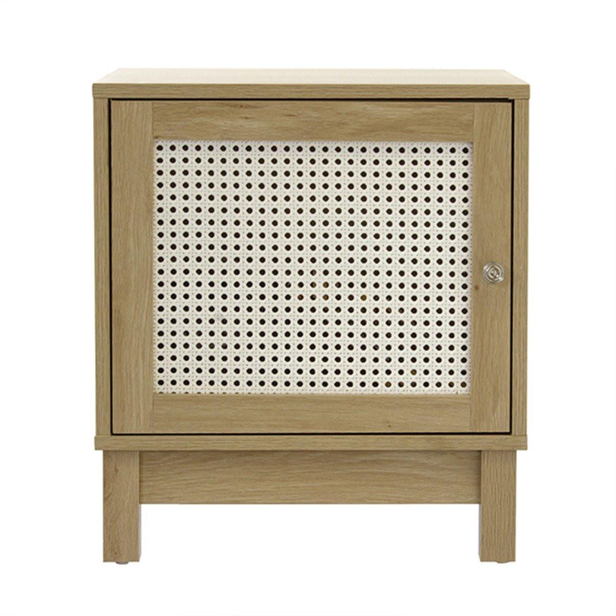 NACHTTISCH mit 1 Tür Rattanimitat - Apfelbaumfarben, Holzwerkstoff (35/50/45cm) - Calicosy