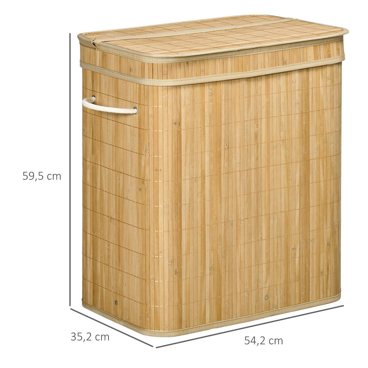 WÄSCHEKORB mit Deckel 90 L, Natur - Naturfarben, Naturmaterialien (35.2/59.5/54.2cm) - HOMCOM