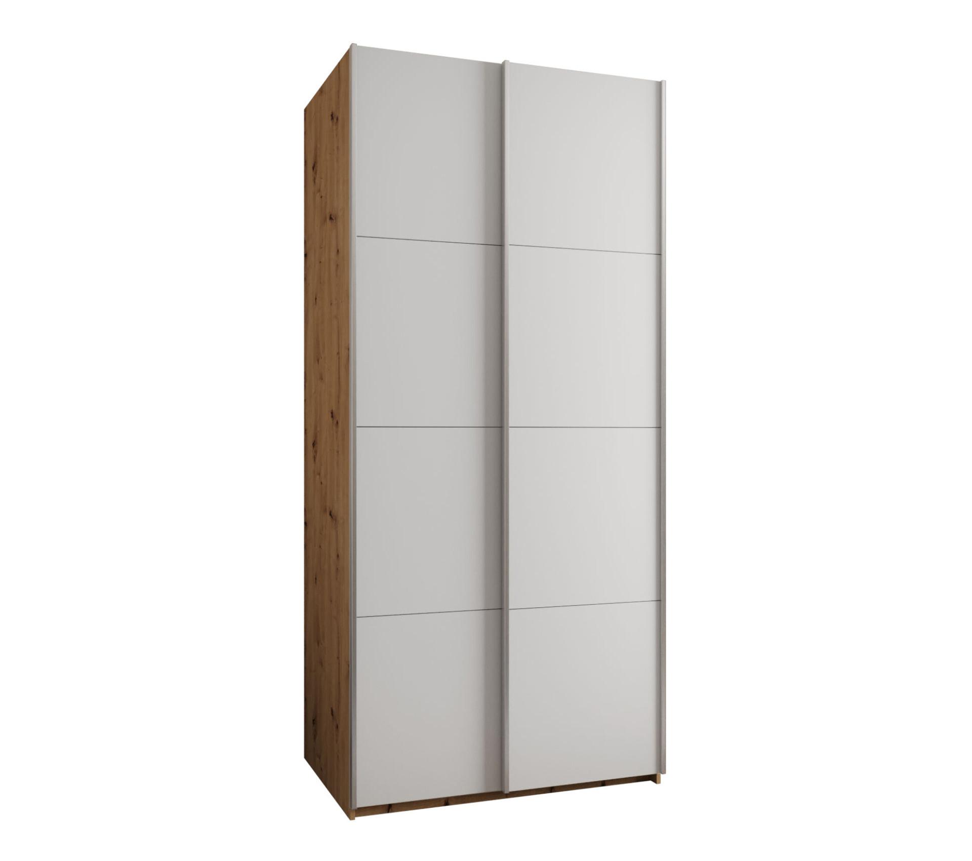 SCHWEBETÜRENSCHRANK 245,5/110/64 2-türig - Silberfarben/Weiß, Holz/Metall (110/245/64cm) - Abiks Möbel