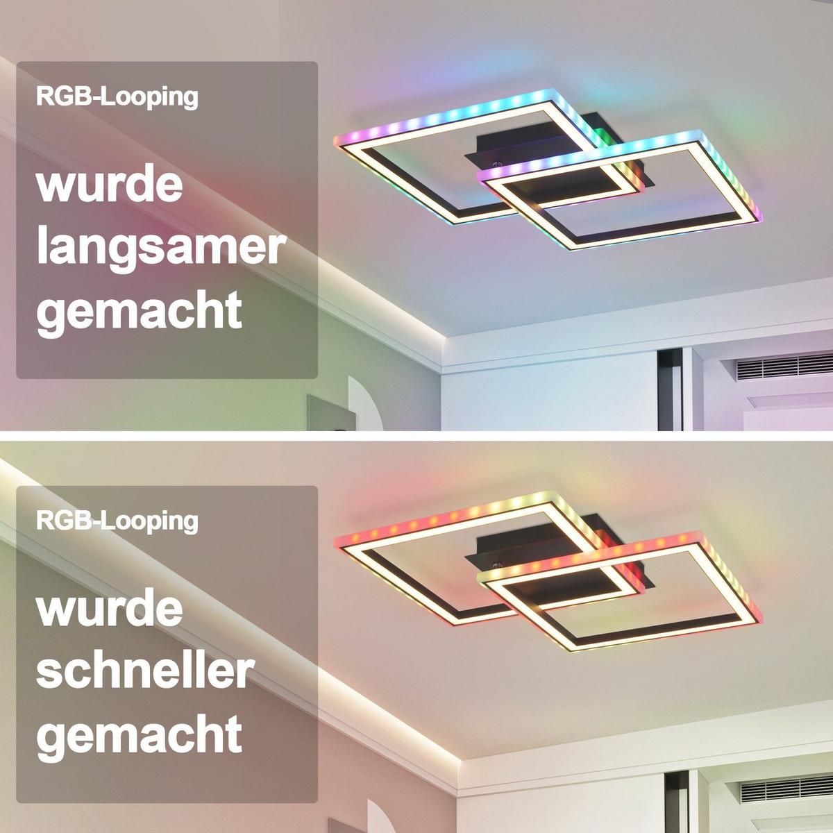 LED-DECKENLEUCHTE Luzadder 44.5/44.5/7cm - Schwarz, Metall (44.5/44.5/7cm) - Nettlife