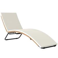 RATTAN-SONNENLIEGE Stahl PE-Rattan Cremeweiß - Creme/Weiß, Textil/Metall (57/80/175cm) - Outsunny