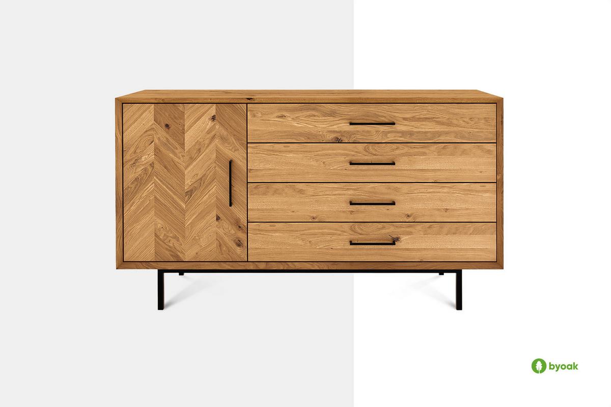 KOMMODE BREIT LEON Kernbuche - Kernbuche, Holz (144/80/45cm) - byoak
