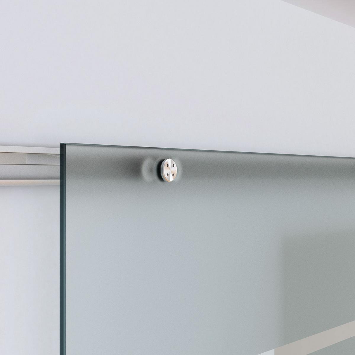 GLASSCHIEBETÜR Aluminium Sicherheitsglas Transparent - Transparent/Silberfarben, Glas/Metall (0.8/205/90cm) - HOMCOM
