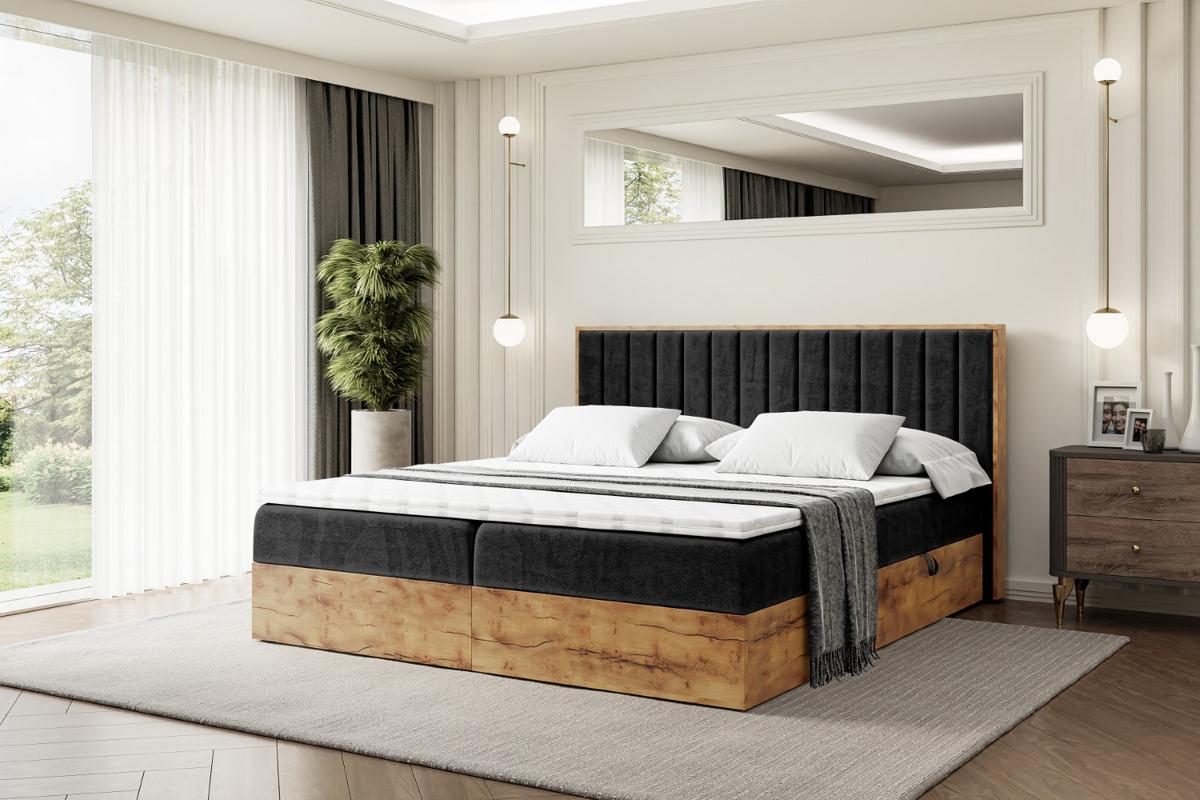 BOXBETT mit Matratze H4 und Lattenrost - LOLLI4 - 180x200 - Schwarz - Schwarz, Holzwerkstoff/Kunststoff (180/200cm) - ALTDECOR