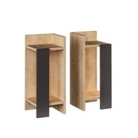 NACHTTISCHE (2er-set) Elos - 25/27/60 cm - Schwarz, Holzwerkstoff (27/60/30.5cm) - Calicosy