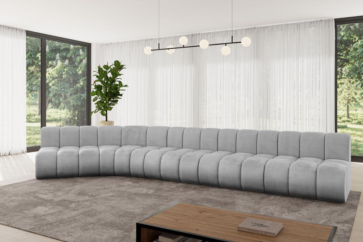 ECKSOFA modulares Sofa Montra-L3 - 472x174x70 cm Grau - Hellgrau, Holzwerkstoff/Textil (472/174cm) - ALTDECOR