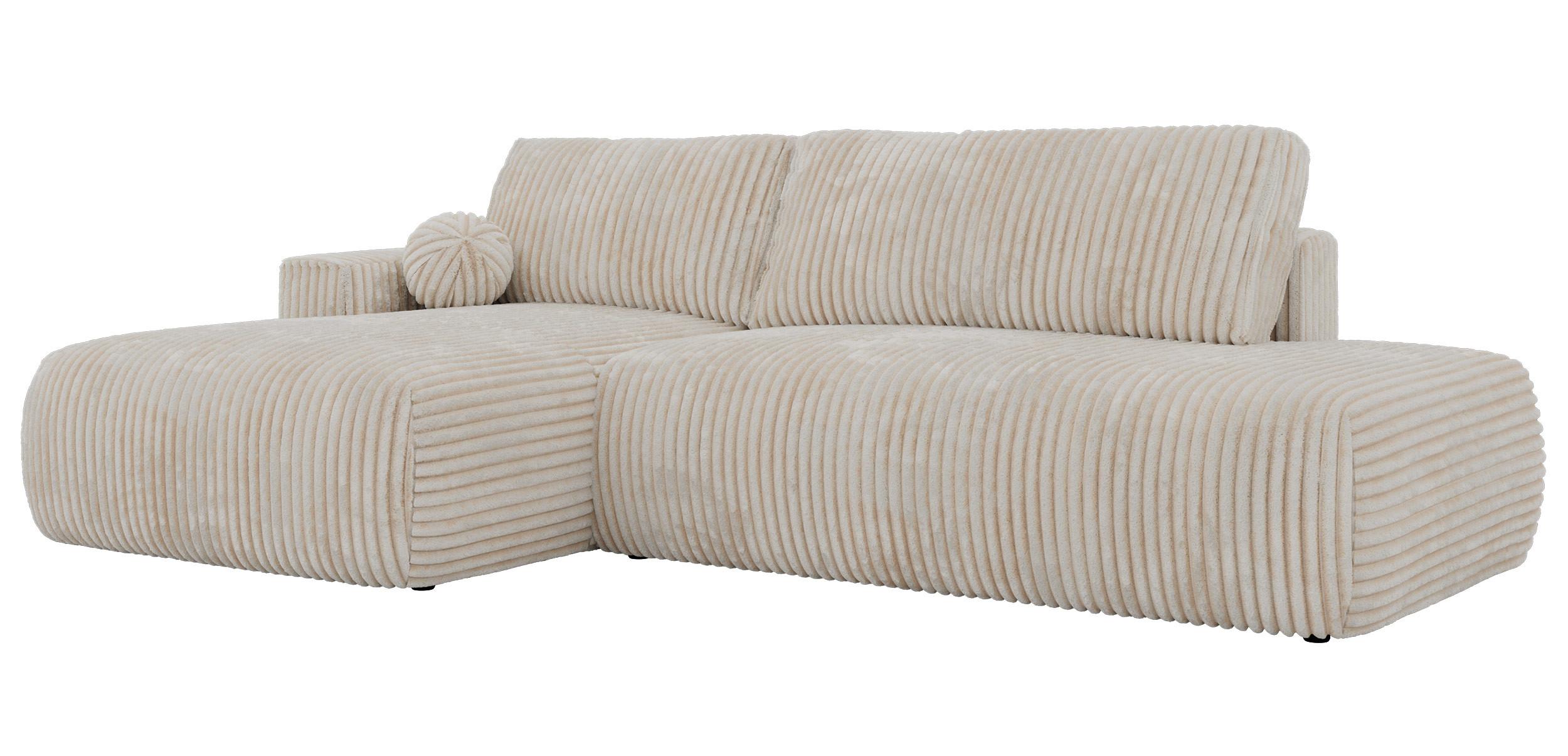 ECKSOFA TAREN L Beige Cord - Links - Beige/Schwarz, Kunststoff/Textil (170/292cm) - MKS