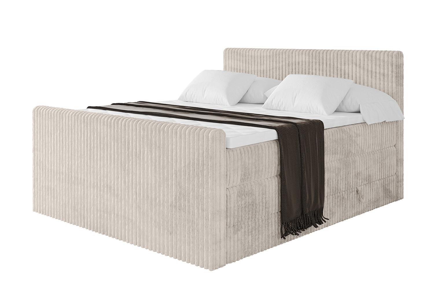 BOXSPRINGBETT mit Matratze H3|H4 und Lattenrost - TOLO-Z KING 140x200 Cord - Creme - Creme, Holzwerkstoff (140/200cm) - ALTDECOR