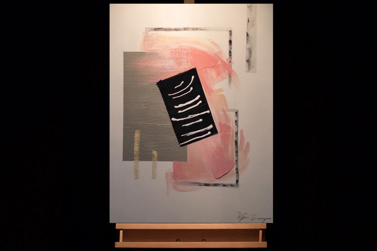 ACRYLBILD HANDGEMALT 60/80 cm - Pink/Grau, Holz/Textil (60/80cm) - KUNSTLOFT
